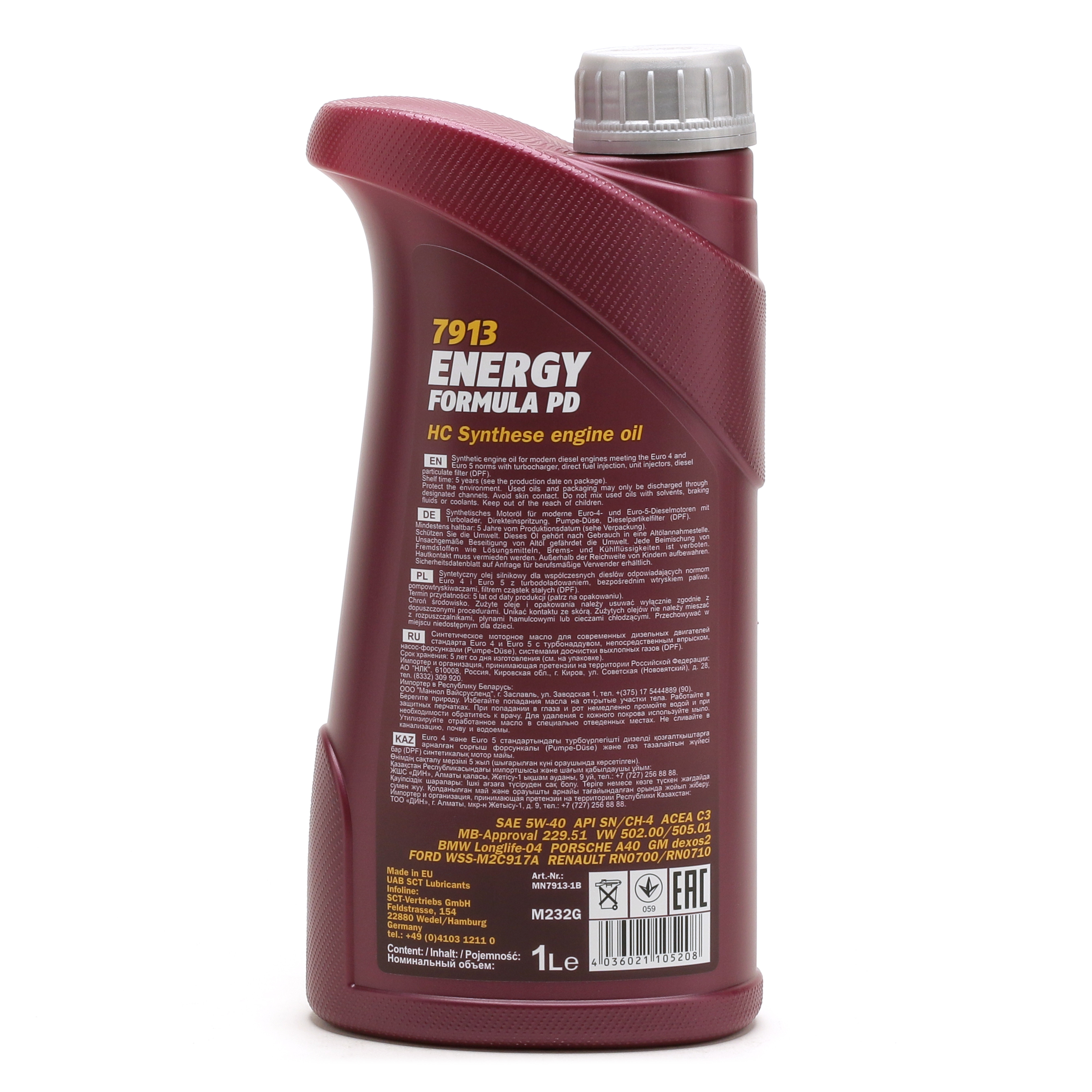 Mannol 7913 Energy Formula PD 5W-40 synthetisches Motoröl 1l Flasche